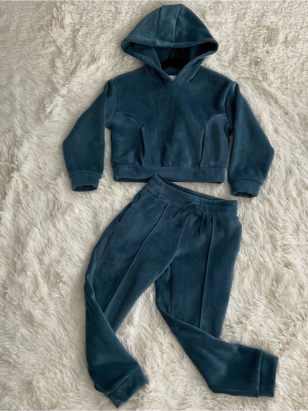 all in motion Teal Corduroy-Style Hoodie & Joggers Set